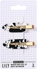 Fragrances, Perfumes, Cosmetics Hair Clip Set, 2 pcs. - Sister Young Lily Black and White