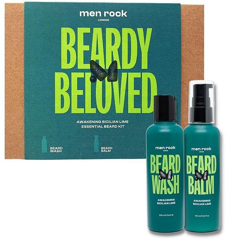 Set - Men Rock Beardy Beloved Awakening Sicilian Lime Essential Beard Kit (beard/soap/100ml + beard/balm/100ml) — photo N3