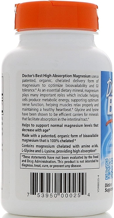 High Absorption Magnesium, 100 mg, tablets - Doctor's Best — photo N3
