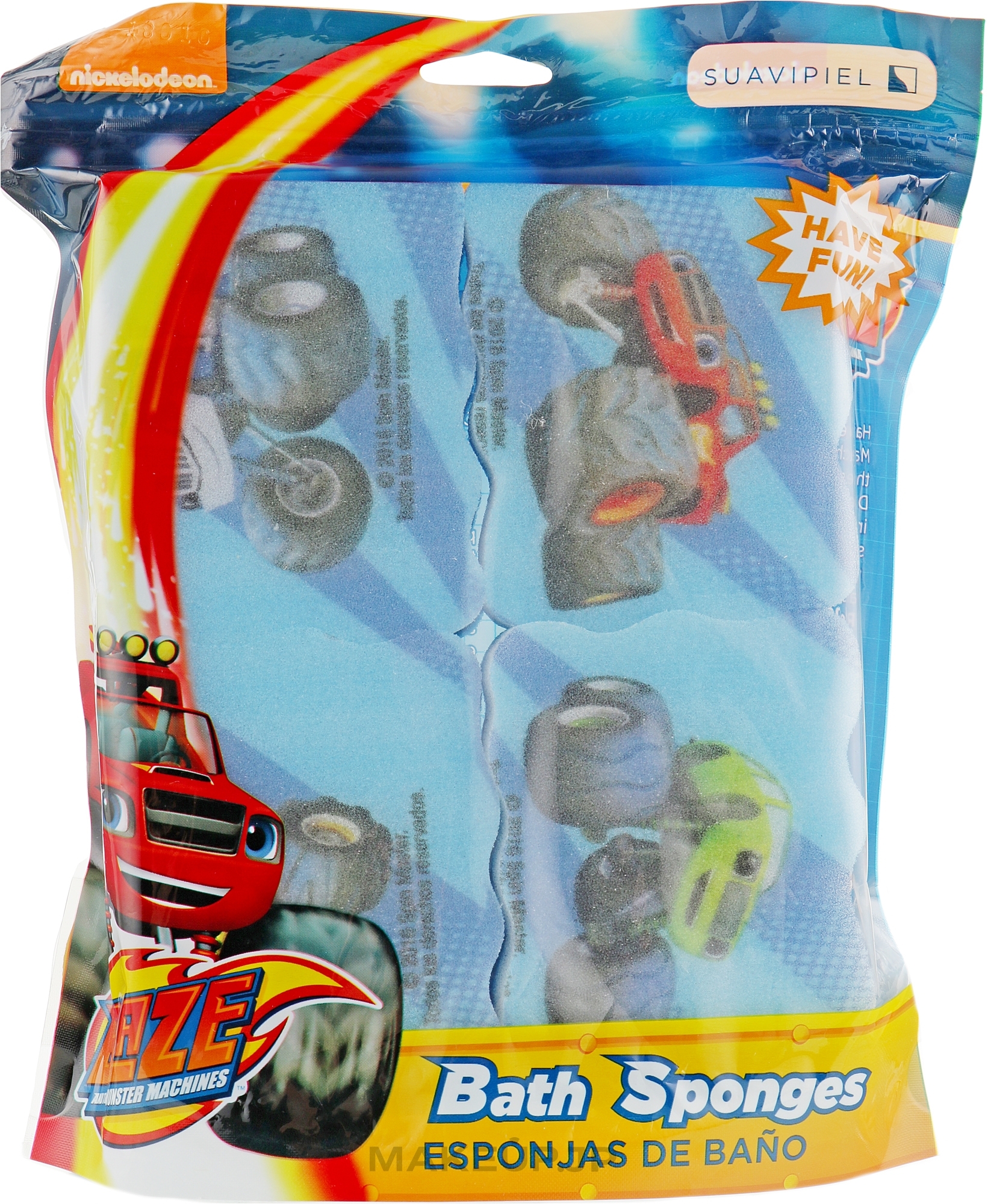 Bath Sponge Set "Flash" 4 pcs, light blue - Suavipiel Bath Sponges Blaze And The Monster Machines — photo 4 ЊВ.