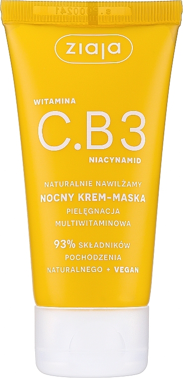 Night Face Cream Mask - Ziaja Vitamin C.B3 Niacinamide — photo N1