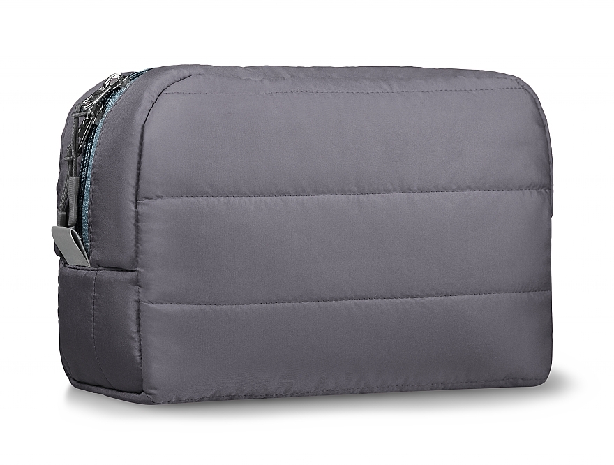 Quilted Cosmetic Bag 'Classy', grey - MAKEUP Cosmetic Bag Grey — photo N1