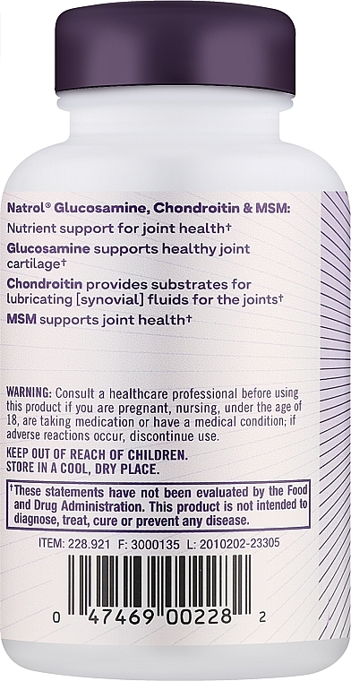 Glucosamine, Chondroitin & MSM - Natrol Glucosamine, Chondroitin & MSM — photo N2