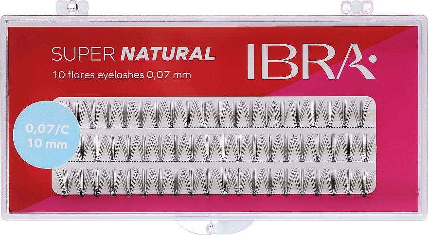 Individual Lashes, C 10mm - Ibra 10 Flares Eyelash Super Natural — photo N1