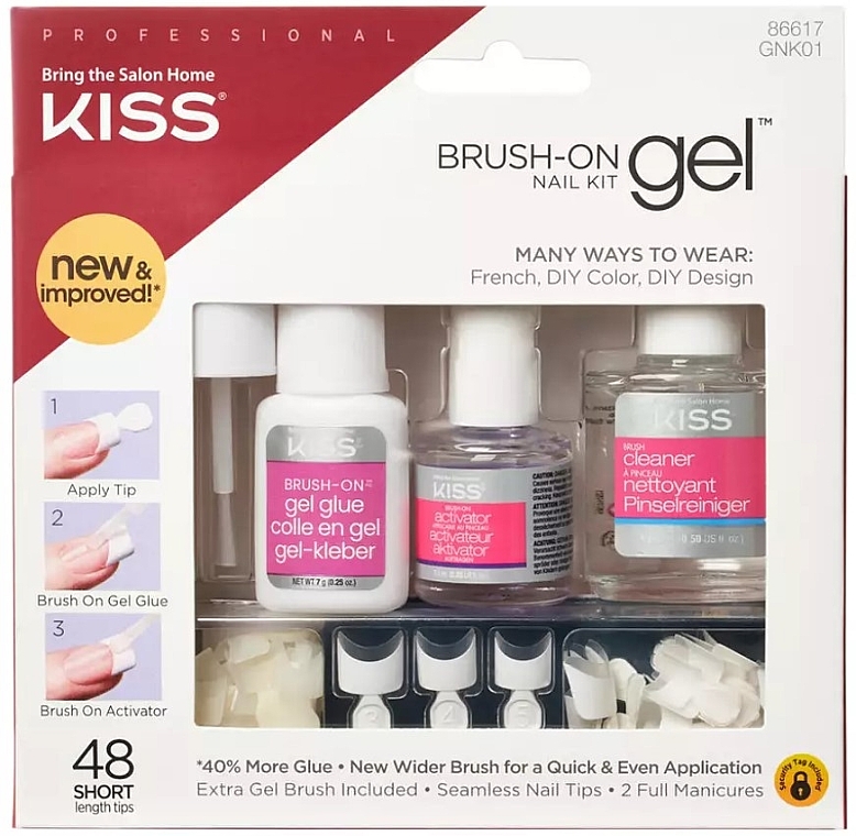 False Nails Set - Kiss Brush-On Gel Nail Kit — photo N1