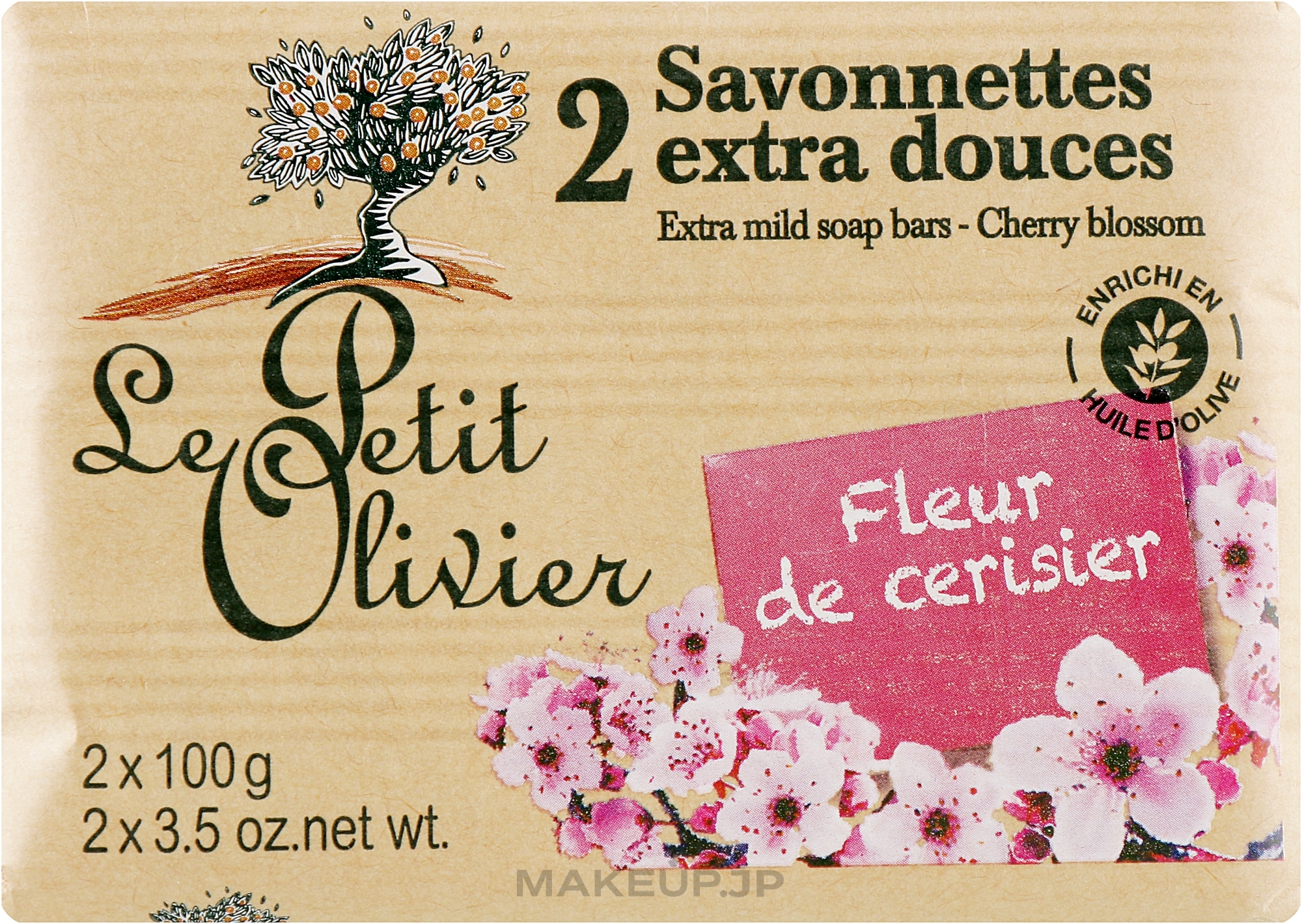 Extra Mild Soap with Cherry Blossom Extract - Le Petit Olivier Vegetal Oils Soap Cherry Blossom — photo 2 x 100 g