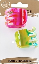 Fragrances, Perfumes, Cosmetics Hair Clips 24801+1, pink+green, 2 pcs. - Top Choice 