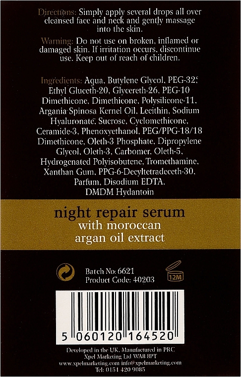 Night Repair Facial Serum - Xpel Marketing Ltd Argan Oil Night Repair Serum — photo N9