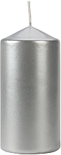 Cylindrical Candle 60x120 mm, silver metallic - Bispol — photo N1