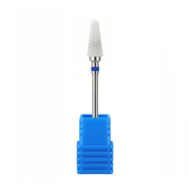 Medium Cone Ceramic Nail Drill Bit, blue - Sleek Shine — photo N1