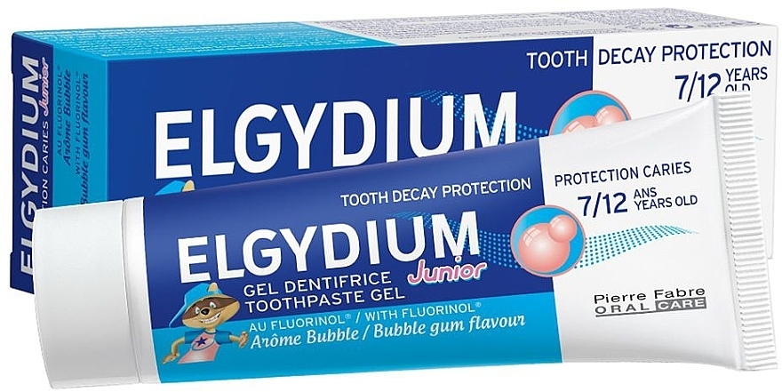 Kids Toothpaste Gel - Elgydium Toothpaste Gel Junior Decay Protection 7/12 Years Old Bubble Aroma — photo N1