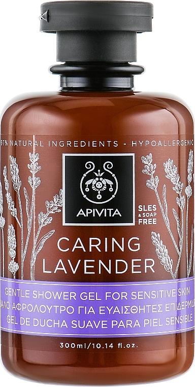 Sensitive Skin Shower Gel with Essential Oils "Lavender" - Apivita Caring Lavender Shower Gel For Sensitive Skin — photo N2