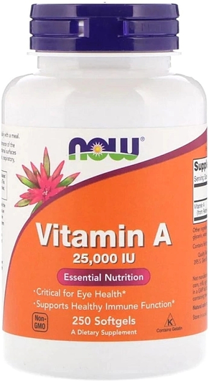 Dietary Supplement "Vitamin A" - Now Foods Vitamin A 25000 IU Essential Nutrition — photo N3