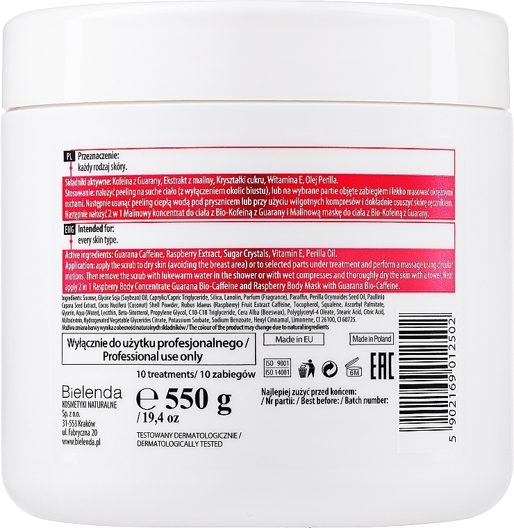 Raspberry Guarana Bio-Caffeine Body Scrub - Bielenda Professional Spa & Wellness Program Raspberry Body Scrub With Guarany Bio-Caffeine — photo N2