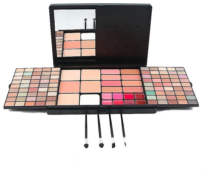 Professional Sliding Makeup Palette with Eyeshadow, Blush, Lipstick & Lip Gloss, 111 shades - King Rose — photo N1