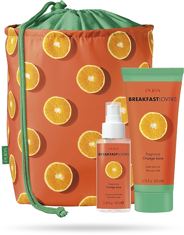 Set - Pupa Breakfast Lovers Orange Juice Kit 2 (sh/milk/200ml + scent/water/100ml+ bag) — photo N1