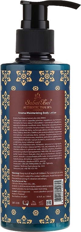 Body Lotion with Centella and Aloe Vera Extract - Sabai Thai Jasmine Aroma Moisturizing Body Lotion — photo N5