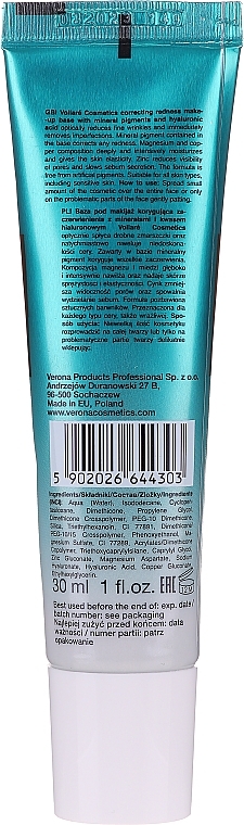 Redness Correcting Make-up Base - Vollare Anti-Redness Correcting Mineral Base — photo N2