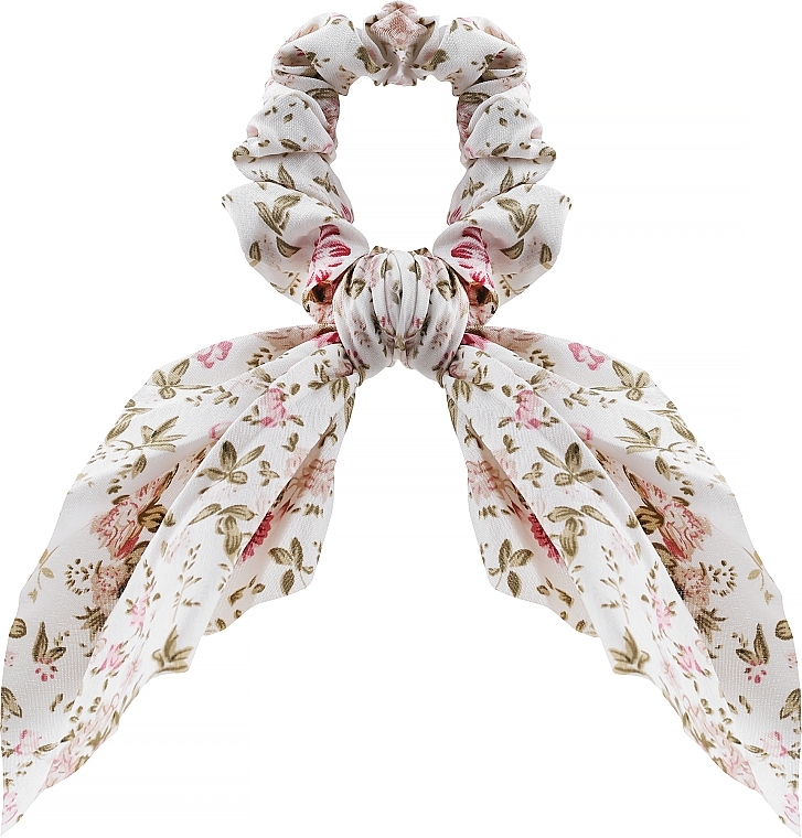 Hair Tie, 23996, white, floral print - Top Choice Print — photo N1