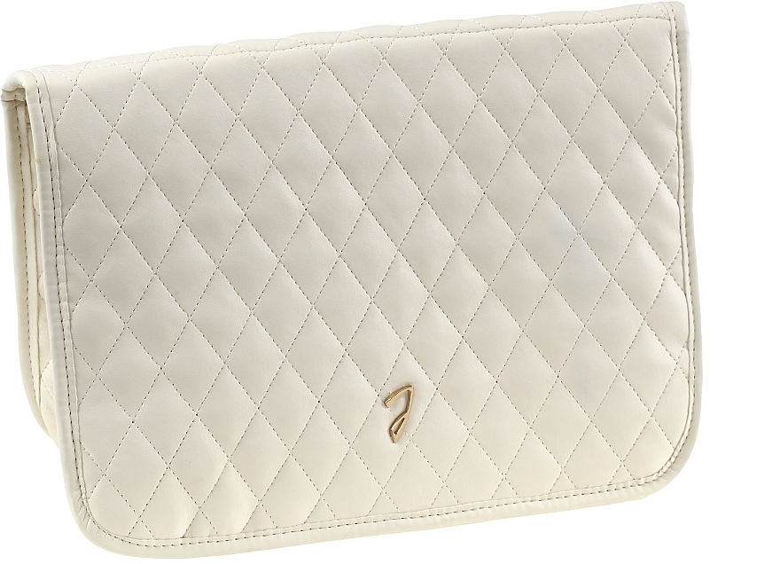 Quilted Cosmetic Bag 21.5x27.5x10 cm, A6114VT, beige - Janeke Chic Big Pouch with Hook — photo N1