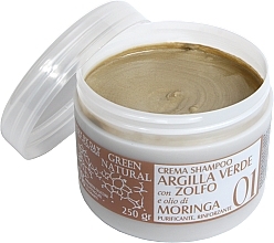 Fragrances, Perfumes, Cosmetics Cream Shampoo with Green Clay, Bio Sulfur & Moringa Oil - Alan Jey Green Natural Cream-Shampoo