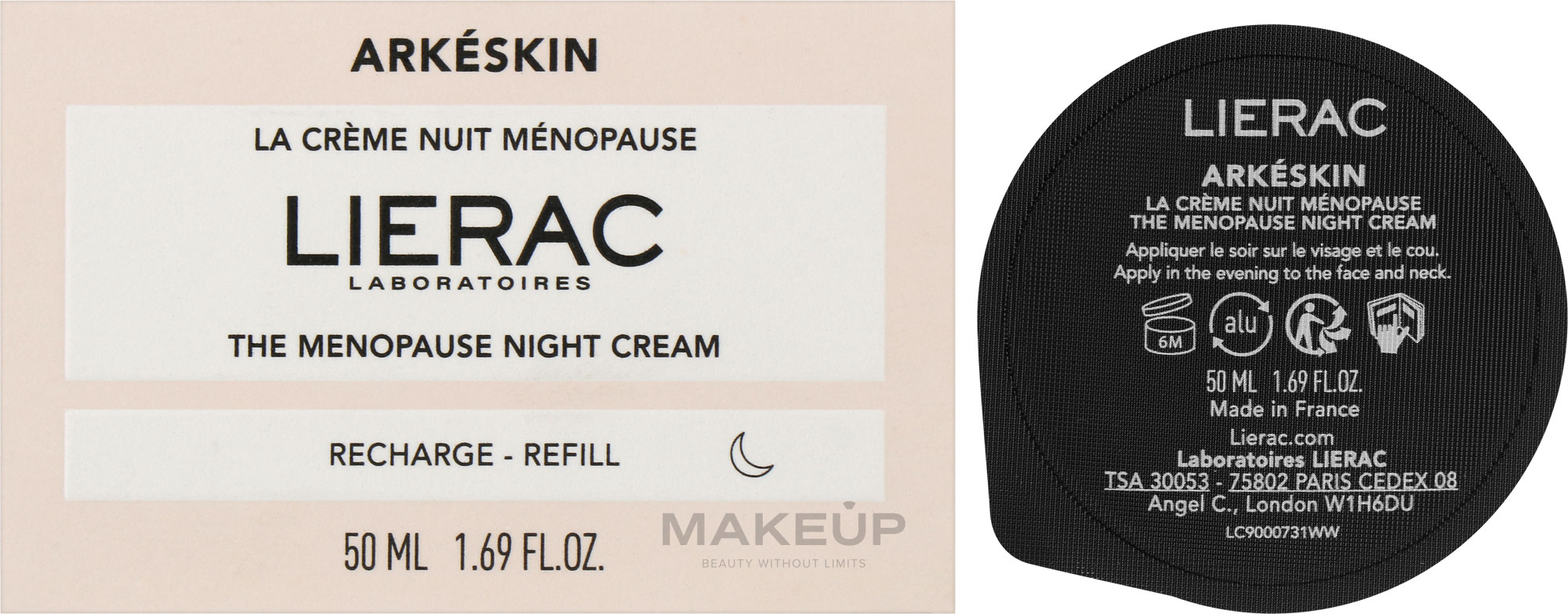 Night Face Cream - Lierac Arkeskin The Menopause Night Cream Refill — photo 50 ml