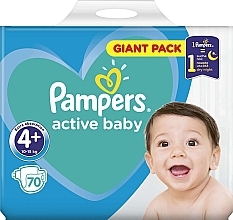 Diapers 'Active Baby -Dry' size 4+ (10-15 kg) 70 pcs - Pampers — photo N1