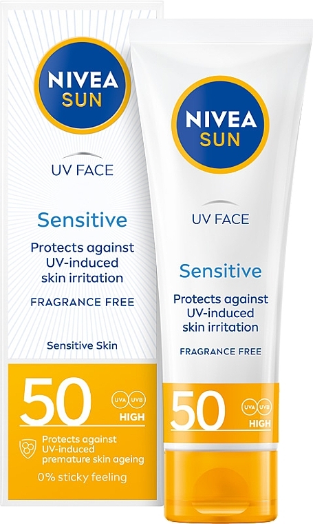 Face Sun Cream for Sensitive Skin - Nivea Sun Sensitive Skin SPF50 High — photo N1