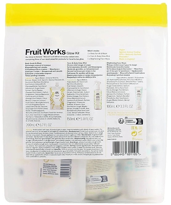 セット - Fruit Works Glow Kit (f/mask/100ml + f/body/mist/150ml + f/body/scrub/200ml) — photo N2