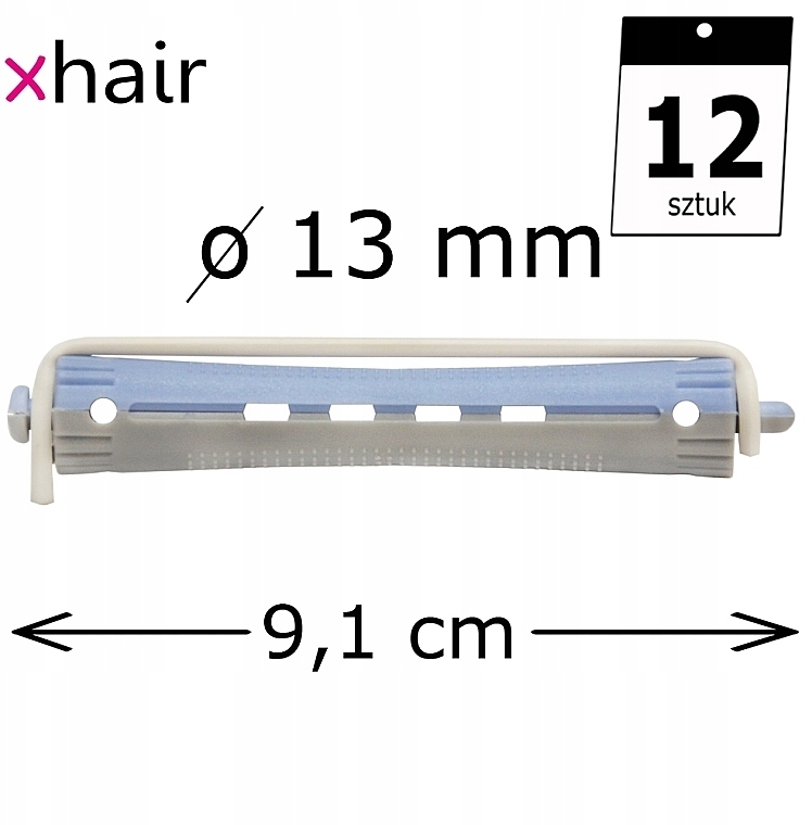 Cold Curling Curlers, d13 mm, blue-gray, 12 pieces - Xhair — photo N2