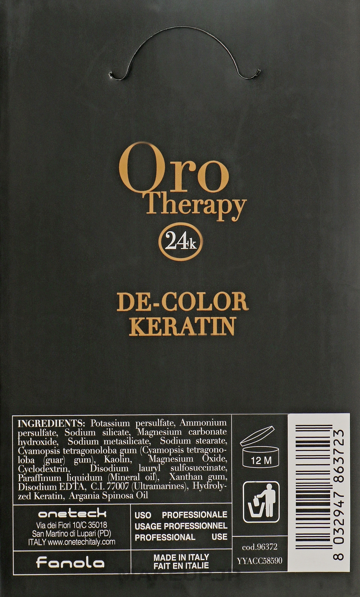 Bleaching Powder with Keratin, blue - Fanola Oro Therapy Color Keratin — photo 12 x 75 g