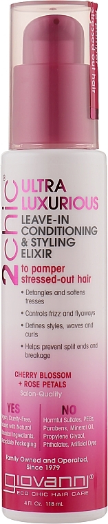 Leave-In Styler Conditioner - Giovanni 2 Chic Ultra-Luxurious Cherry Blossom Rose Petals — photo N1