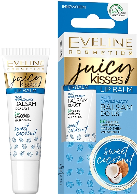 Lip Balm "Sweet Coconut" - Eveline Cosmetics Juicy Kisses Sweet Coconut Lip Balm — photo N1