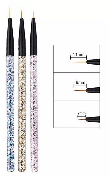 Nail Art Brush Set, 3 pcs - Deni Carte — photo N3