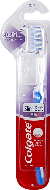 Toothbrush, soft, white and blue - Colgate Slim Soft White 0.01 mm — photo N1