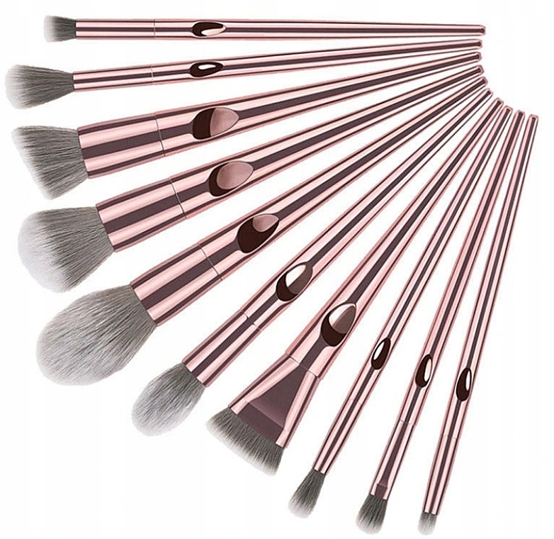 Professional Makeup Brush Set, 10 pcs, rose gold - Deni Carte — photo N2