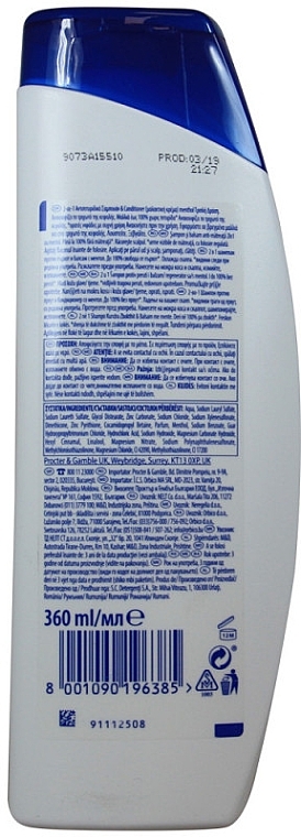 Shampoo - Head & Shoulders Anti-dandruff menthol fresh 2in1 Shampoo — photo N2