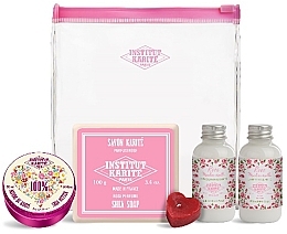 Fragrances, Perfumes, Cosmetics Set - Institut Karite Rose Mademoiselle (sh/gel/50ml + b/milk/50ml + soap/100g + b/oil/50ml + candle/1pc + bag)