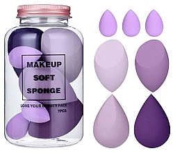 Fragrances, Perfumes, Cosmetics Makeup Sponge Set in Jar, 7 pcs. - Ecarla Makeup Soft Sponge Violet Duo