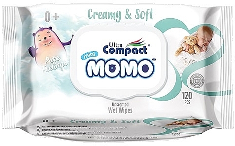 Kids Wet Wipes, 120 pcs. - Ultra Compact Mini Momo Creamy & Soft — photo N1