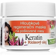 Fragrances, Perfumes, Cosmetics Deep Regenerating Mask for Damaged Hair - Bione Cosmetics Keratin + Ricinovy Oil