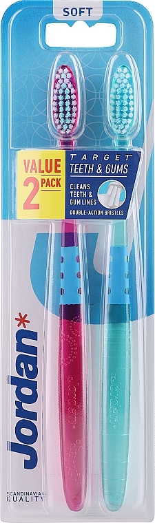 Toothbrush Soft, purple+green - Jordan Target Teeth Toothbrush  — photo N6