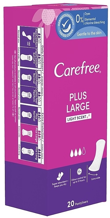 Hygienic Daily Pads, large size, 20pcs - Carefree Plus Large — photo N2