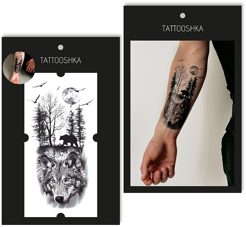 Temporary Tattoo "Wild Wolf" - Tattooshka — photo N1