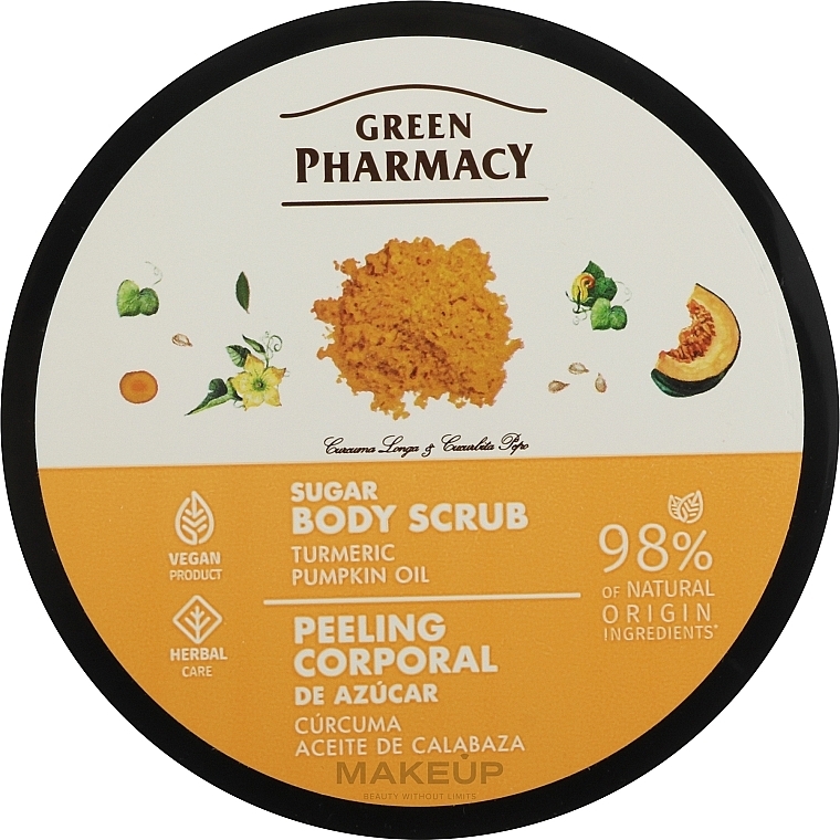 Sugar Body Scrub with Turmeric & Pumpkin Oil - Green Pharmacy — photo N1