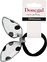 Fragrances, Perfumes, Cosmetics Hair Tie FA-5621, grey-black polka dot - Donegal