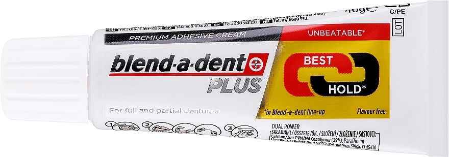 Dentures Adhesive Cream - Blend-A-Dent Premium Adhesive Cream Plus Dual Power Light Mint — photo N4