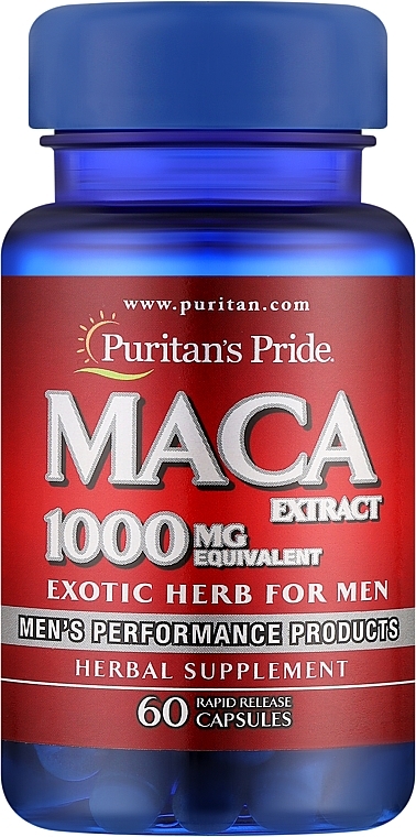 Supplement for Men 'Maka', 1000 mg - Puritan's Pride Maca Extract 1000mg Capsules — photo N1