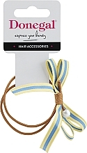 Fragrances, Perfumes, Cosmetics Hair Tie FA-5640, brown with yellow-blue ribbon - Donegal