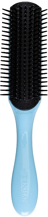Hair Brush D3, blue and black - Denman Original Styler 7 Row Nordic Ice — photo N1